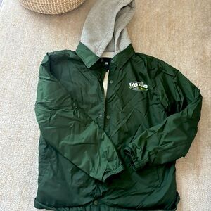 Vans kids XL windbreaker, color is a forest green